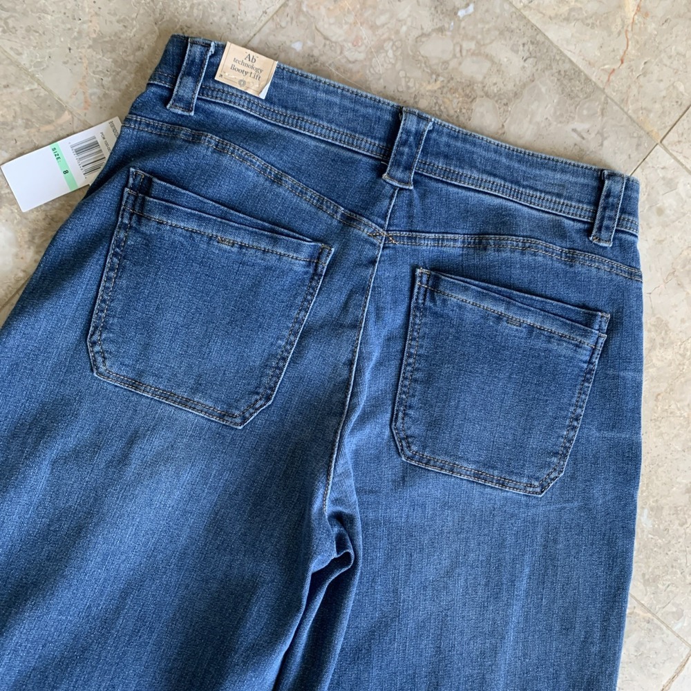 Democracy Ab Tech Skyrise Barrel Dart Hem Booty Lift Relaxed Jeans 8 NWT